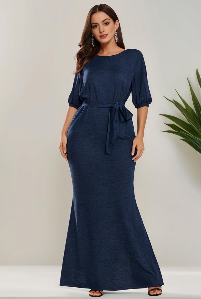 3 4 sleeve bodycon plunging back sequin evening dress 141991