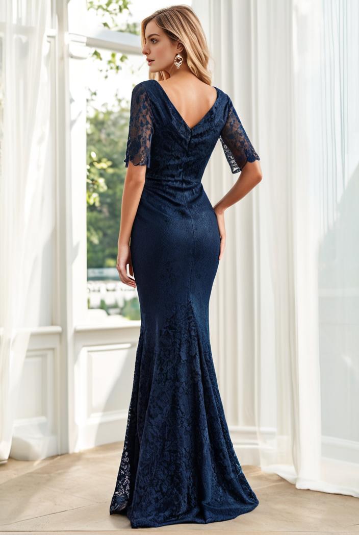 3 4 sleeve bodycon plunging back sequin evening dress 141998