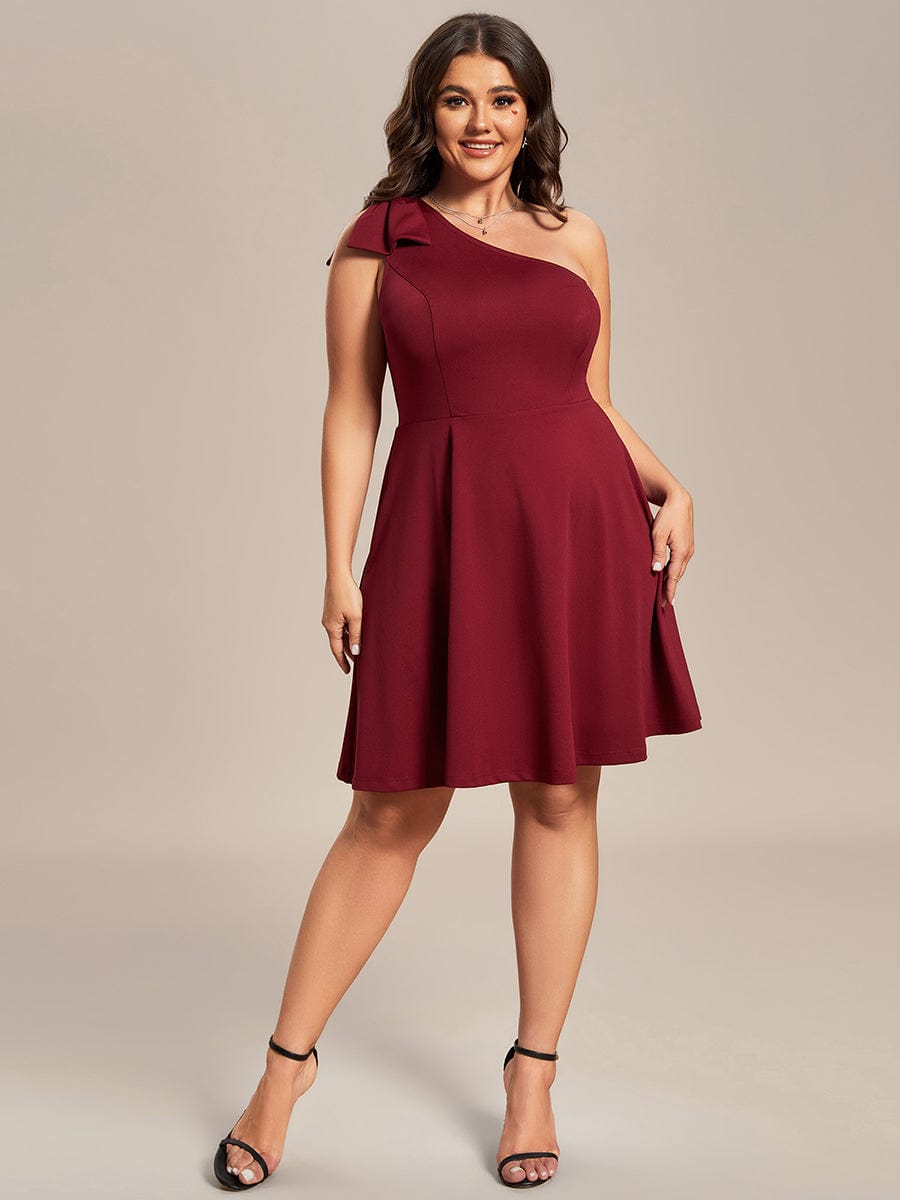 Sleeveless A-Line Summer Mini Dress with One Shoulder Bow Detail