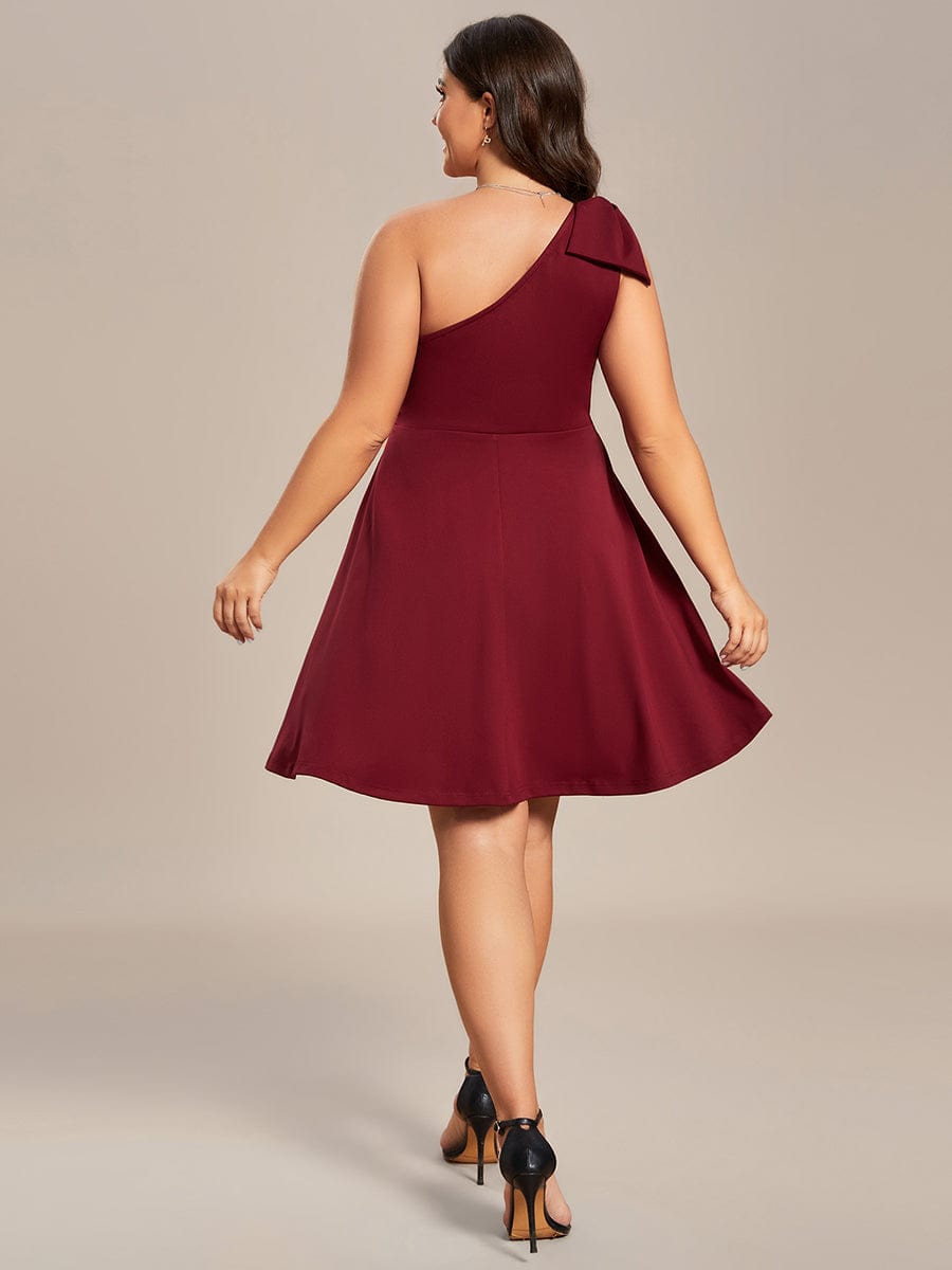 Sleeveless A-Line Summer Mini Dress with One Shoulder Bow Detail