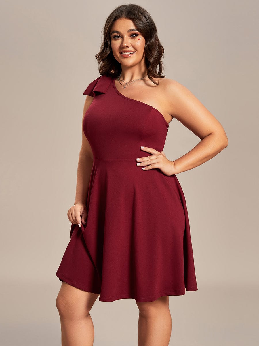 Sleeveless A-Line Summer Mini Dress with One Shoulder Bow Detail