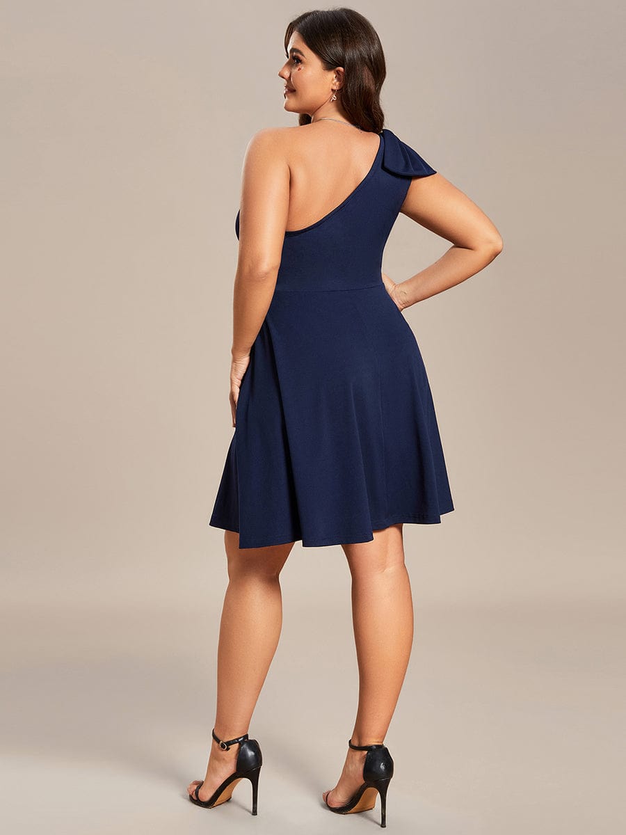 Sleeveless A-Line Summer Mini Dress with One Shoulder Bow Detail