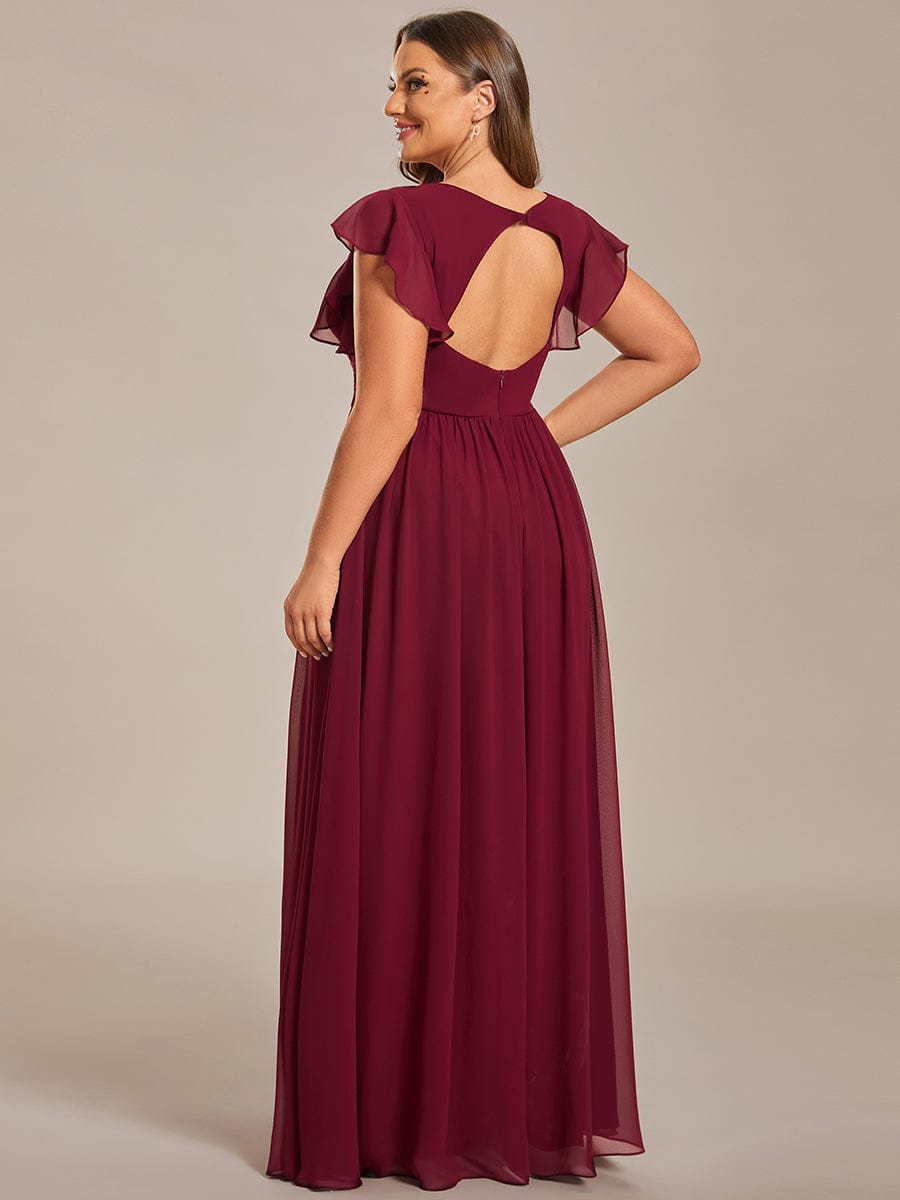 Chic Plus Size Chiffon Pleated A-Line Bridesmaid Dress with Back Cutout