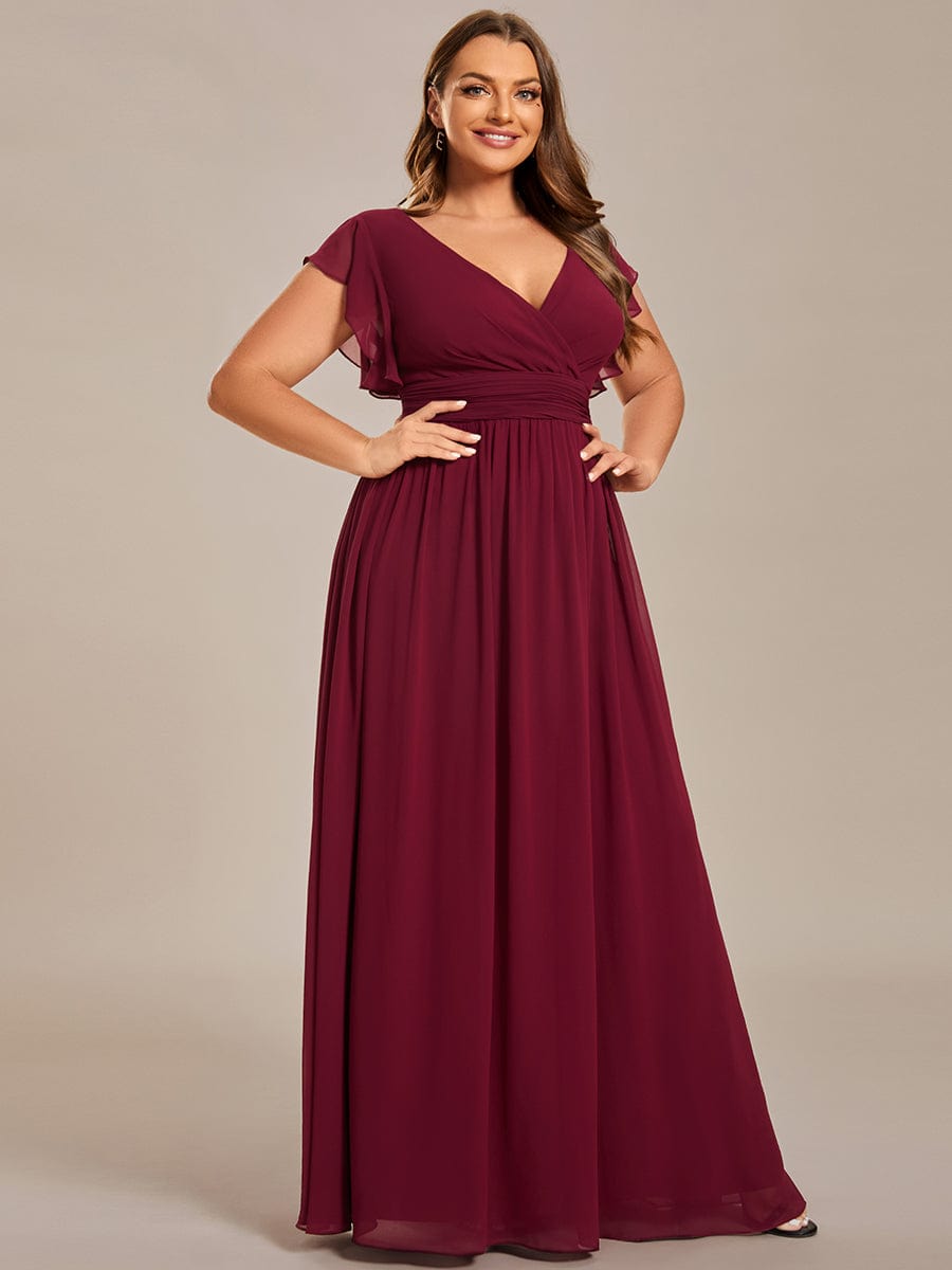 Chic Plus Size Chiffon Pleated A-Line Bridesmaid Dress with Back Cutout