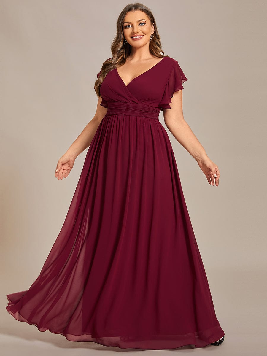 Chic Plus Size Chiffon Pleated A-Line Bridesmaid Dress with Back Cutout