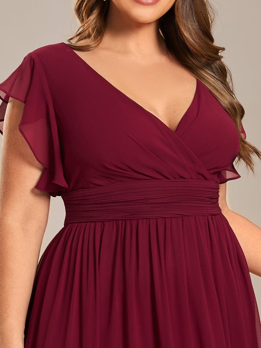 Chic Plus Size Chiffon Pleated A-Line Bridesmaid Dress with Back Cutout
