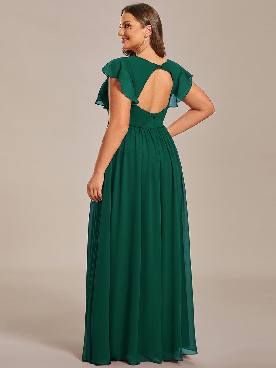 Chic Plus Size Chiffon Pleated A-Line Bridesmaid Dress with Back Cutout