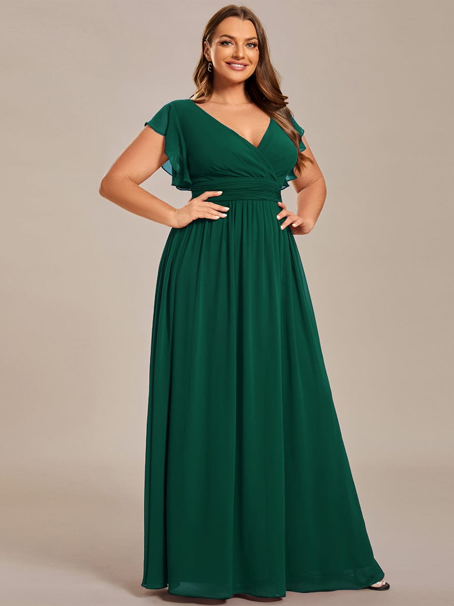 Chic Plus Size Chiffon Pleated A-Line Bridesmaid Dress with Back Cutout
