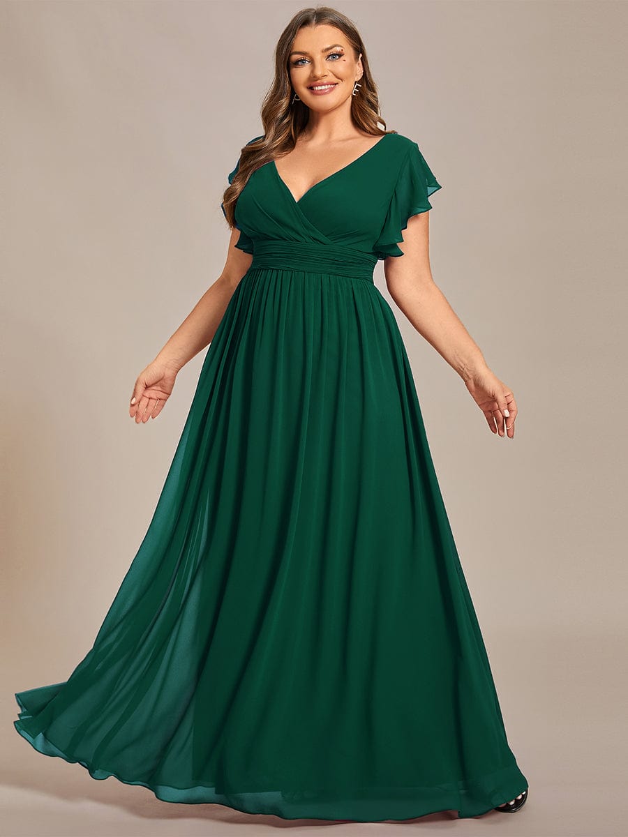 Chic Plus Size Chiffon Pleated A-Line Bridesmaid Dress with Back Cutout