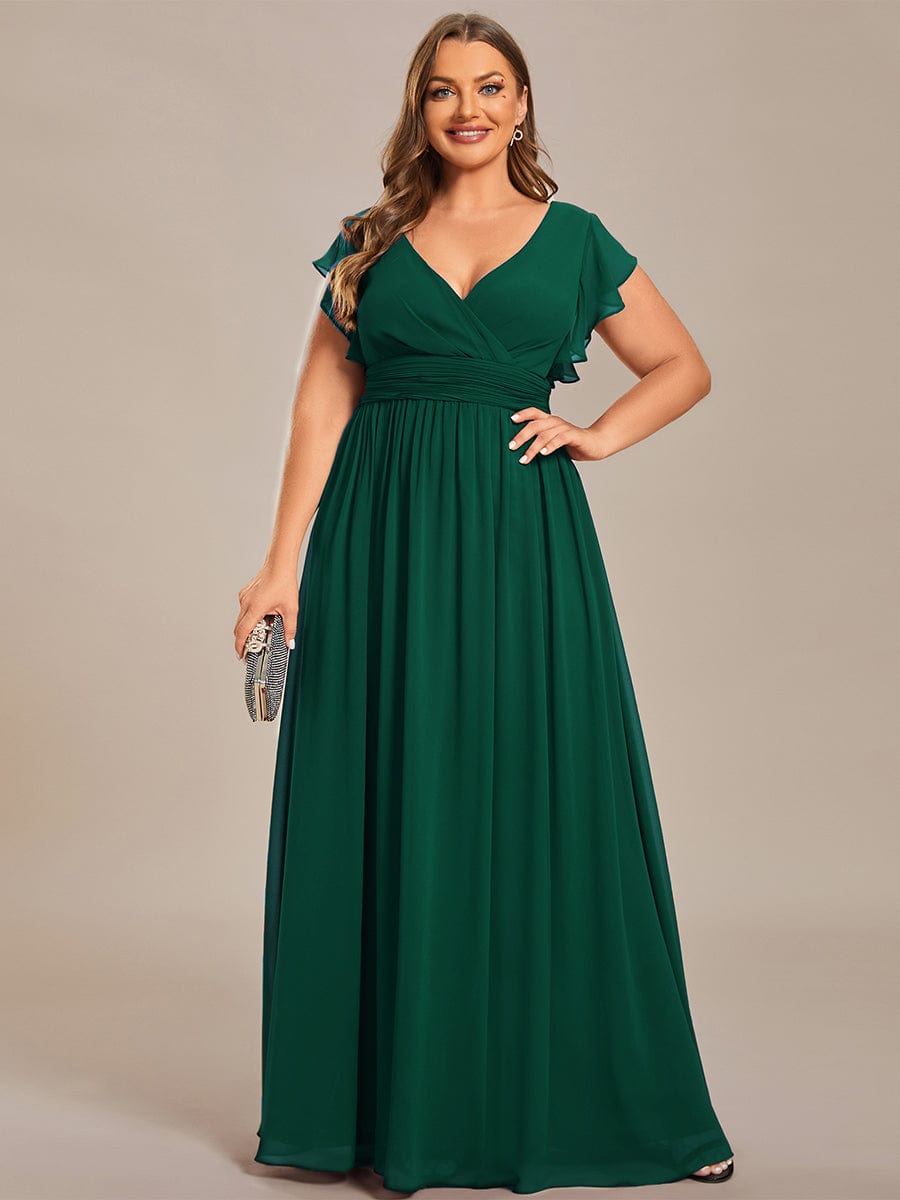Chic Plus Size Chiffon Pleated A-Line Bridesmaid Dress with Back Cutout