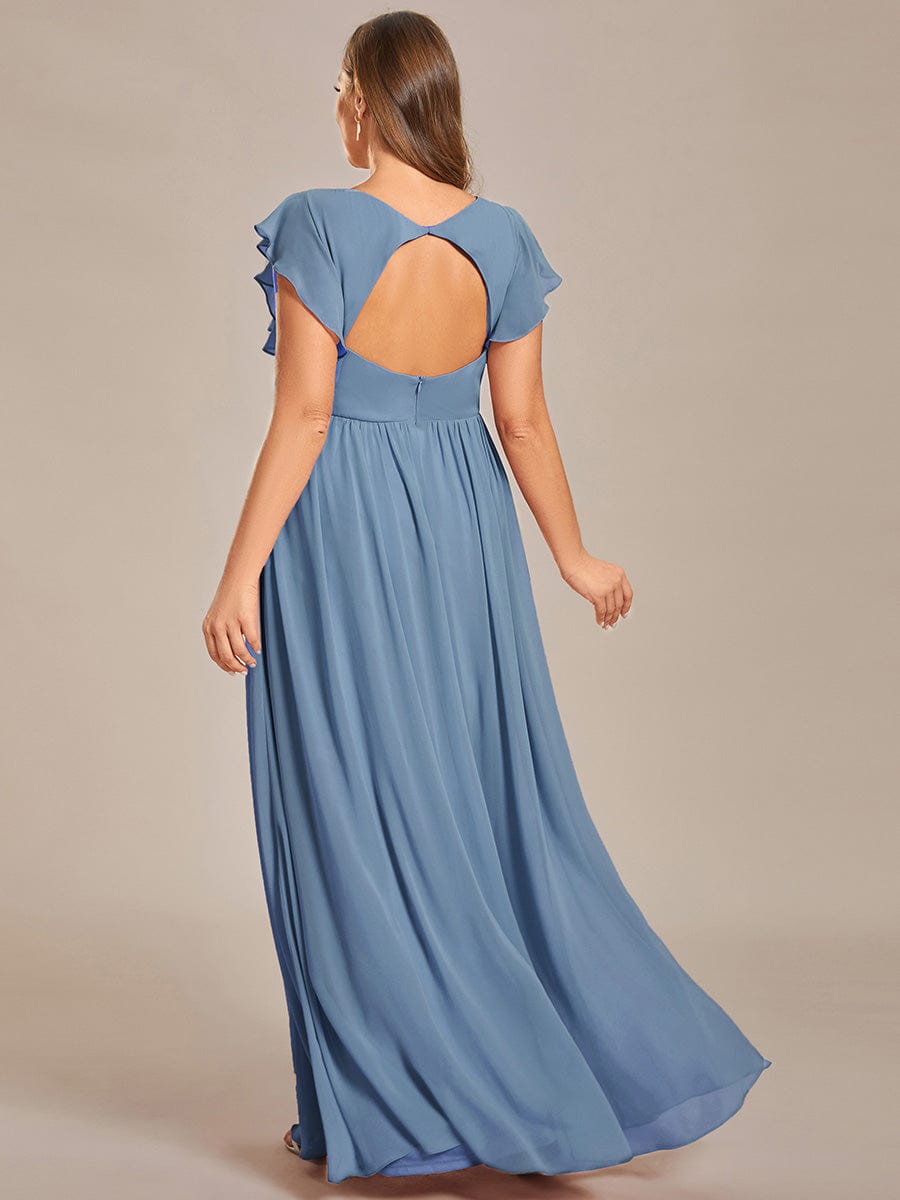 Chic Plus Size Chiffon Pleated A-Line Bridesmaid Dress with Back Cutout