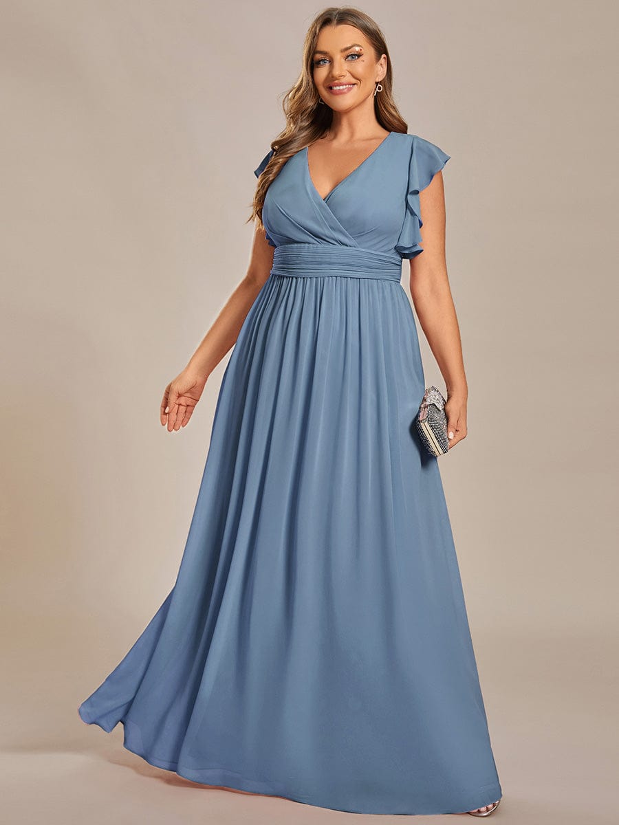 Chic Plus Size Chiffon Pleated A-Line Bridesmaid Dress with Back Cutout