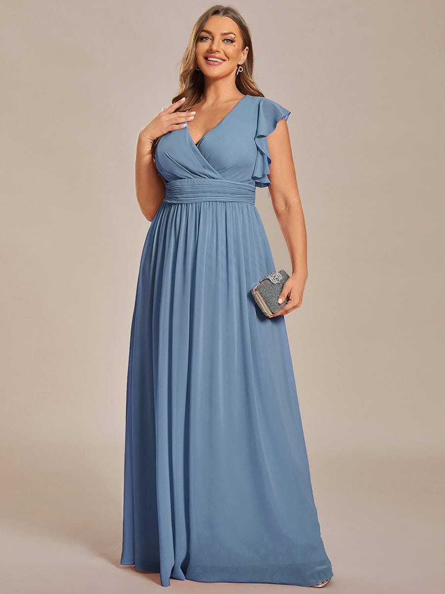 Chic Plus Size Chiffon Pleated A-Line Bridesmaid Dress with Back Cutout