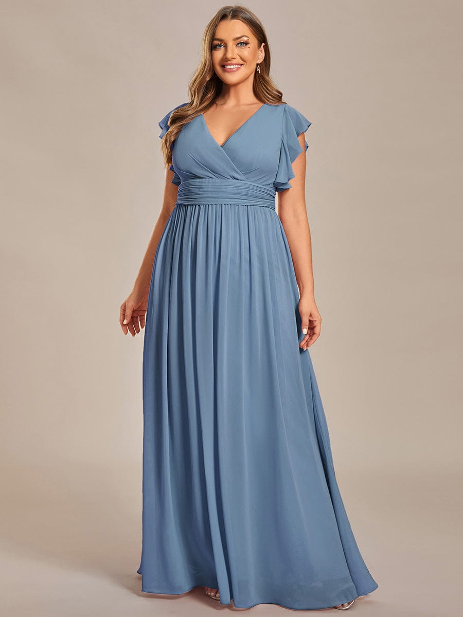 Chic Plus Size Chiffon Pleated A-Line Bridesmaid Dress with Back Cutout