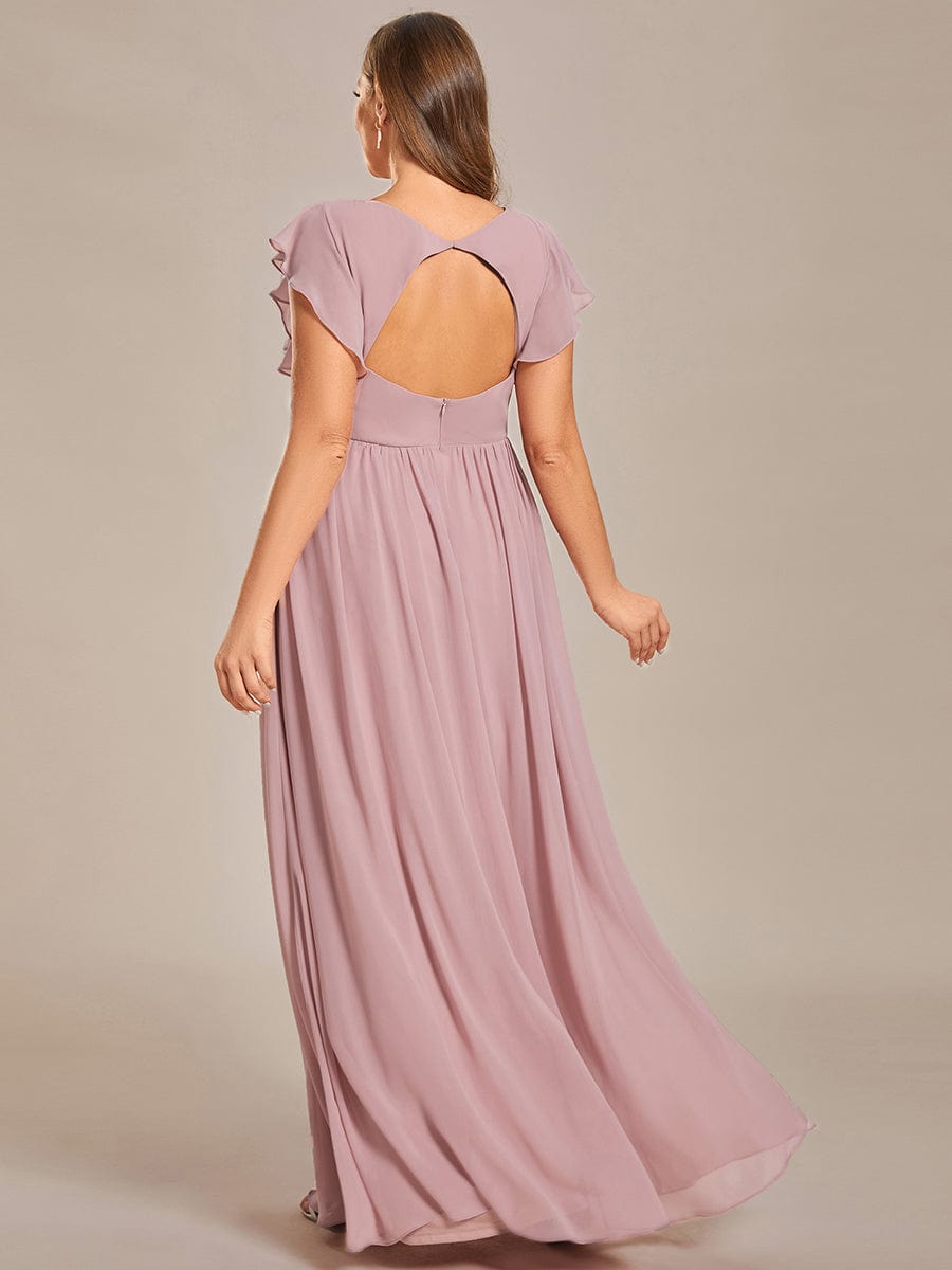 Chic Plus Size Chiffon Pleated A-Line Bridesmaid Dress with Back Cutout