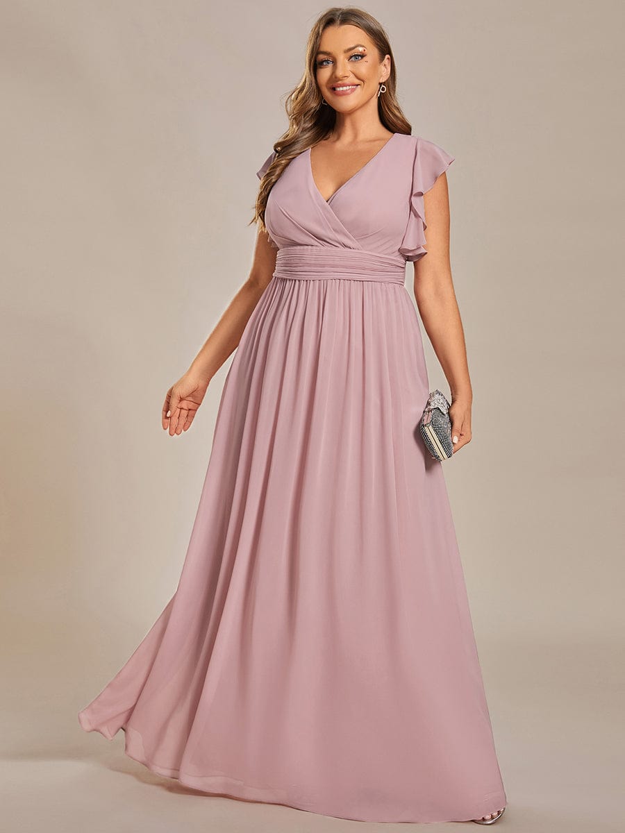 Chic Plus Size Chiffon Pleated A-Line Bridesmaid Dress with Back Cutout