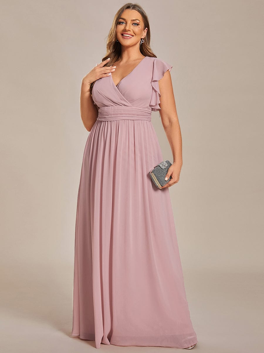 Chic Plus Size Chiffon Pleated A-Line Bridesmaid Dress with Back Cutout