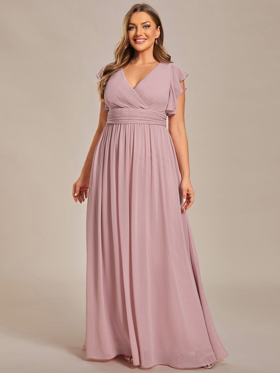 Chic Plus Size Chiffon Pleated A-Line Bridesmaid Dress with Back Cutout