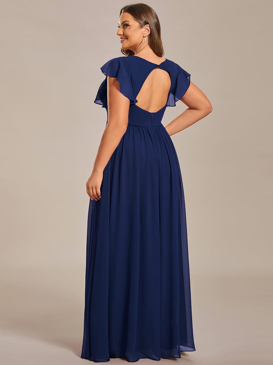 Chic Plus Size Chiffon Pleated A-Line Bridesmaid Dress with Back Cutout