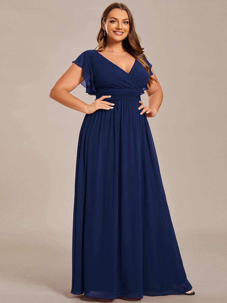 Chic Plus Size Chiffon Pleated A-Line Bridesmaid Dress with Back Cutout