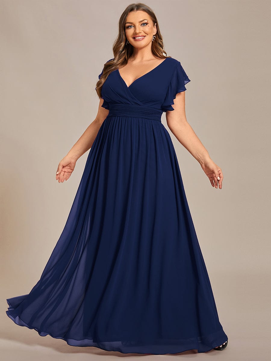 Chic Plus Size Chiffon Pleated A-Line Bridesmaid Dress with Back Cutout