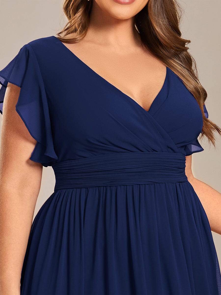 Chic Plus Size Chiffon Pleated A-Line Bridesmaid Dress with Back Cutout