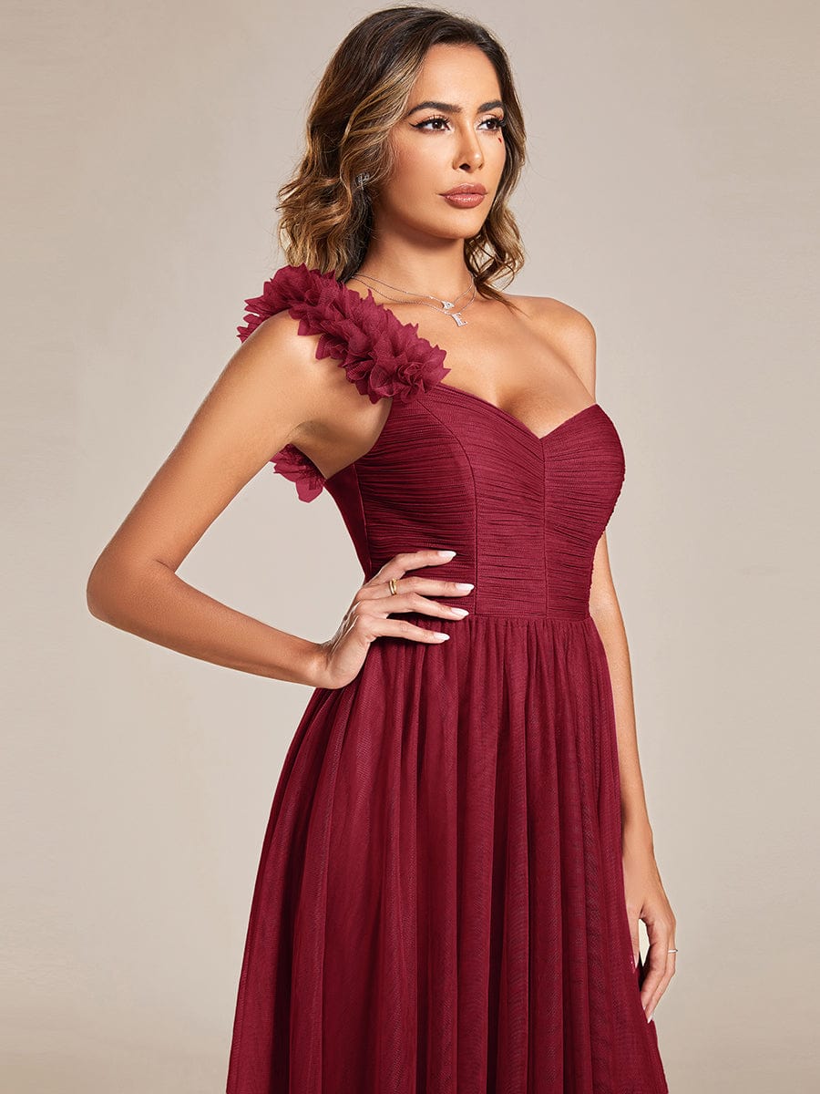 Enchanting Floral Detail One Shoulder Bridesmaid Gown