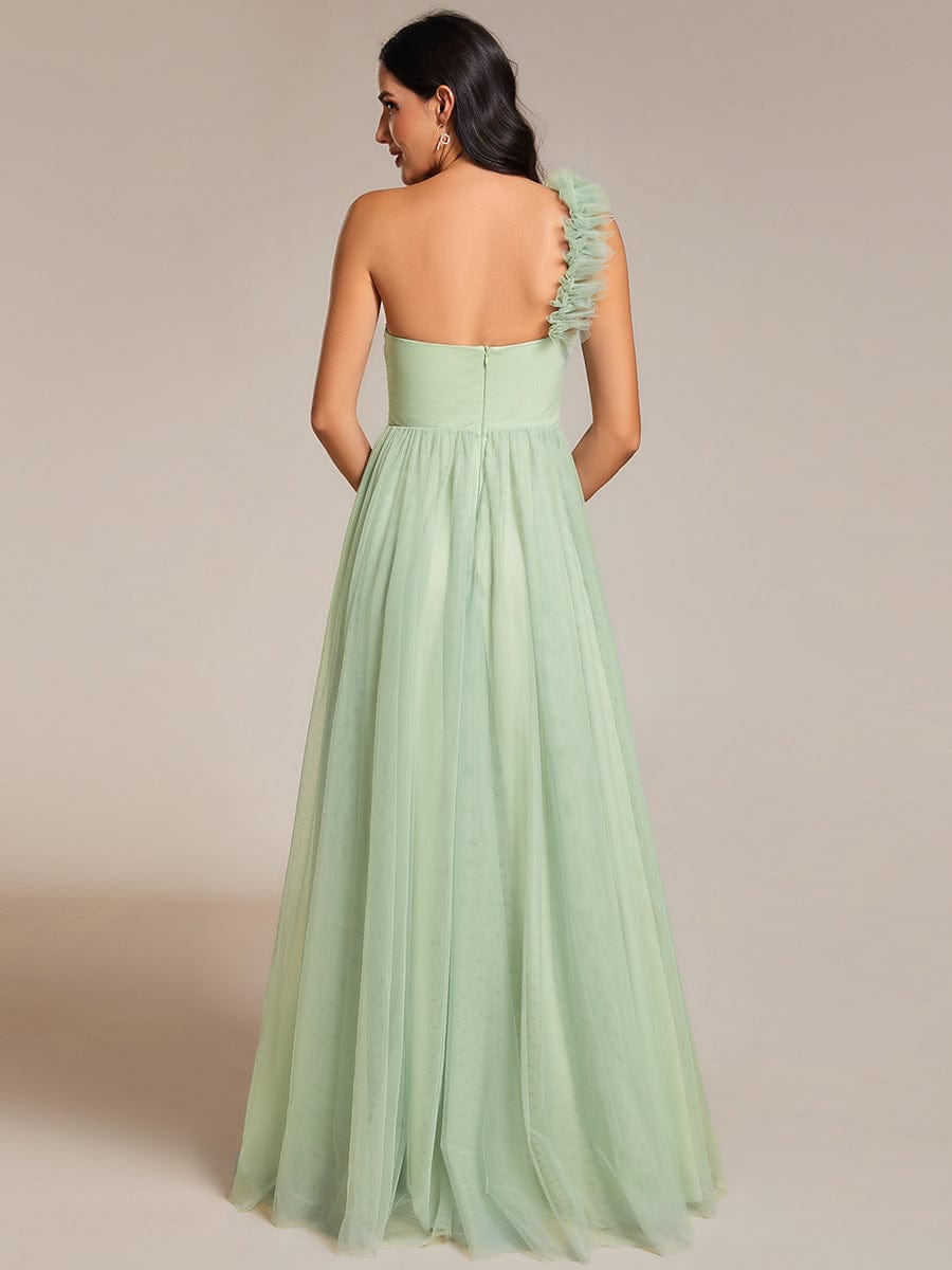 Enchanting Floral Detail One Shoulder Bridesmaid Gown