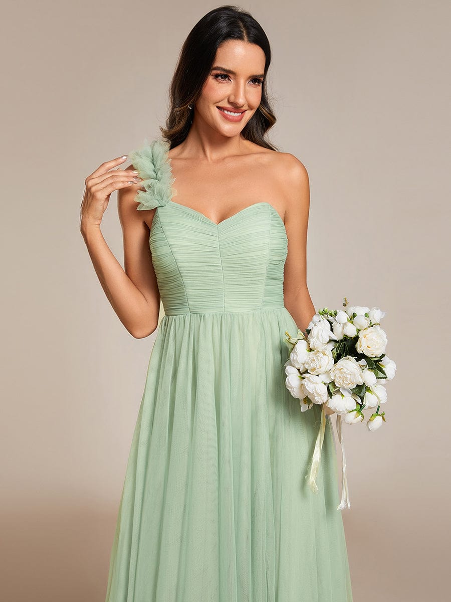 Enchanting Floral Detail One Shoulder Bridesmaid Gown