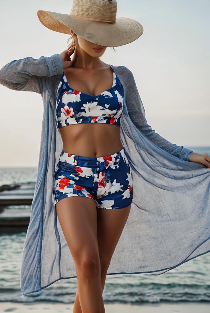 3 pieces sexy print bikini women high waist swimsuit cover up swimwear female lady bathing suit swimming summer beachwear 148418