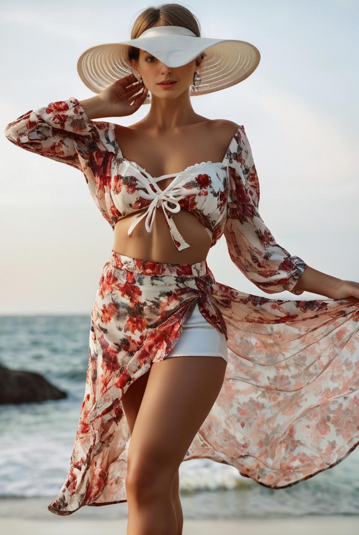 3 pieces sexy print bikini women high waist swimsuit cover up swimwear female lady bathing suit swimming summer beachwear 148530