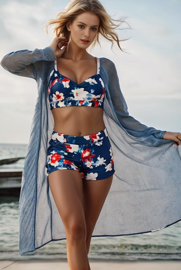 3 pieces sexy print bikini women high waist swimsuit cover up swimwear female lady bathing suit swimming summer beachwear 148538