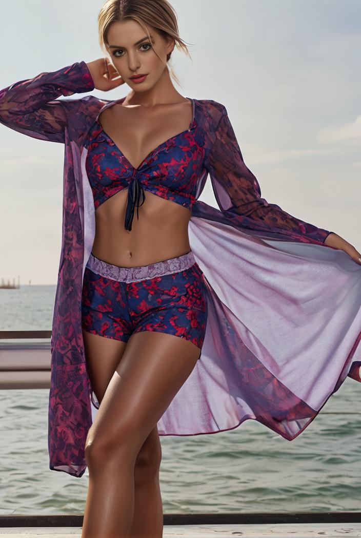 3 pieces sexy print bikini women high waist swimsuit cover up swimwear female lady bathing suit swimming summer beachwear 104437