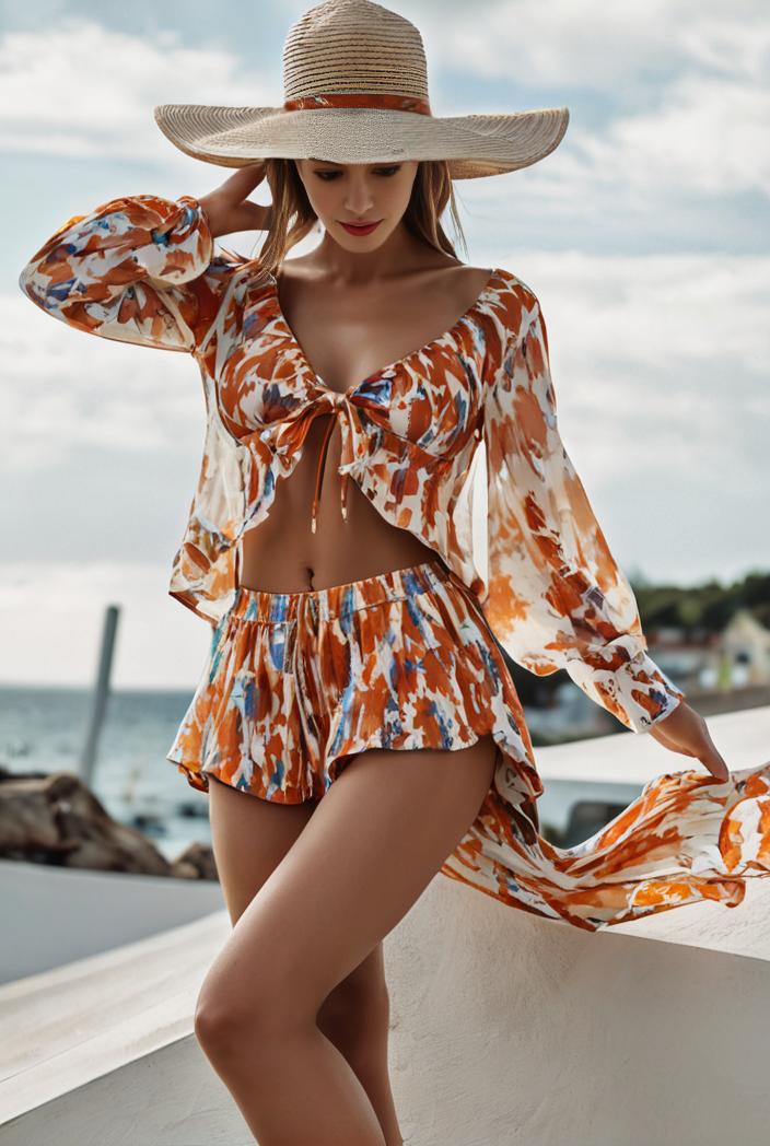 3 pieces sexy print bikini women high waist swimsuit cover up swimwear female lady bathing suit swimming summer beachwear 104443