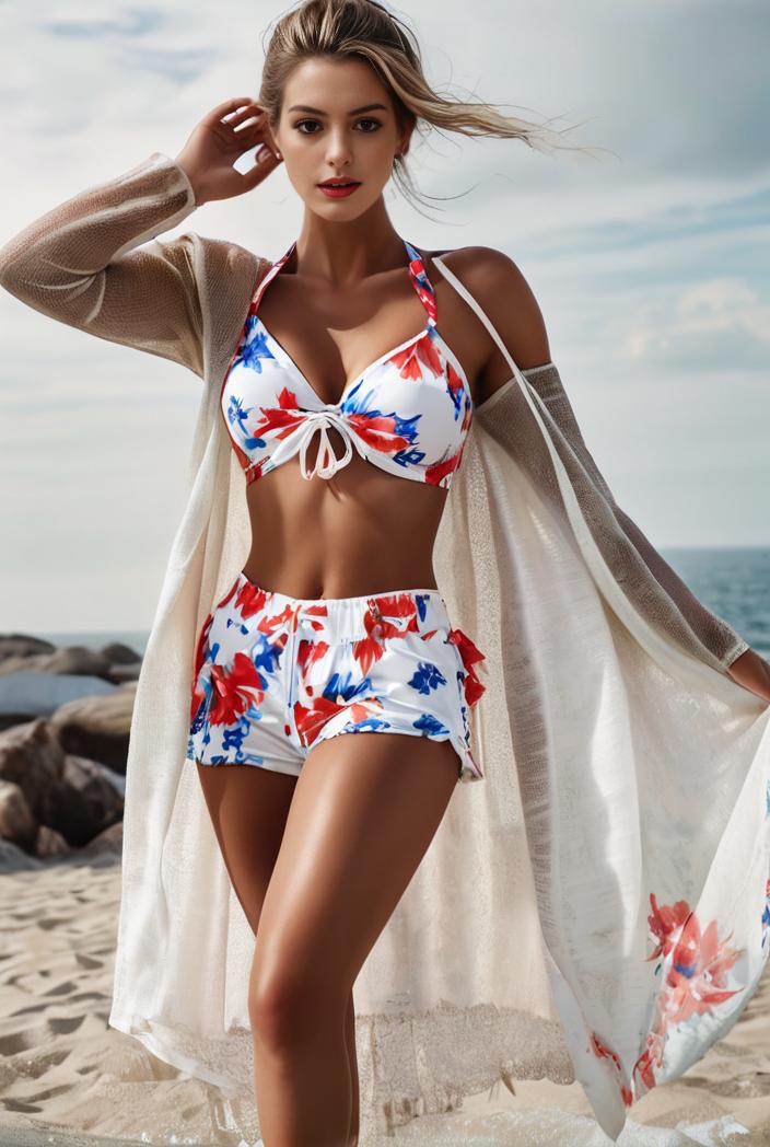 3 pieces sexy print bikini women high waist swimsuit cover up swimwear female lady bathing suit swimming summer beachwear 139272