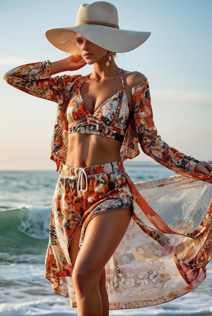 3 pieces sexy print bikini women high waist swimsuit cover up swimwear female lady bathing suit swimming summer beachwear 115522