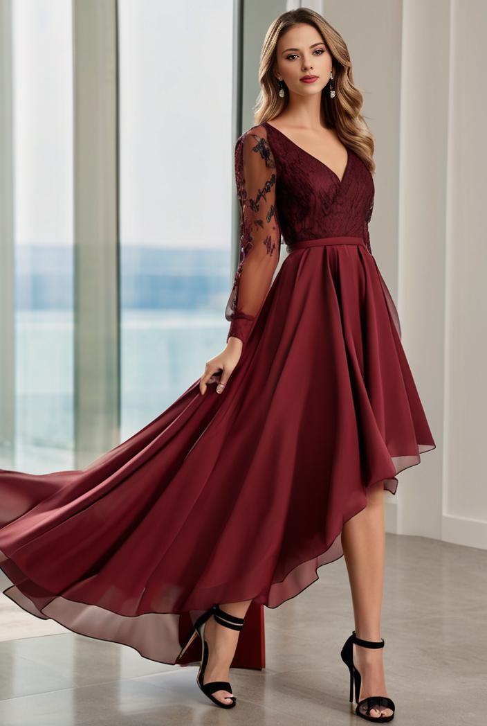 3 4 sleeve sheer sequin stripe high low hem evening dress 132161