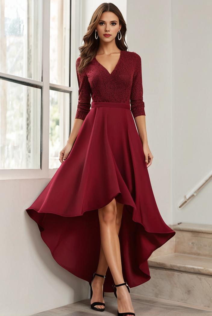 3 4 sleeve sheer sequin stripe high low hem evening dress 132215