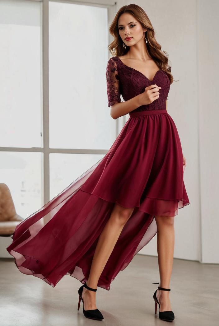3 4 sleeve sheer sequin stripe high low hem evening dress 130057