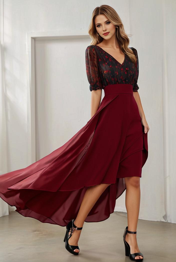 3 4 sleeve sheer sequin stripe high low hem evening dress 130059