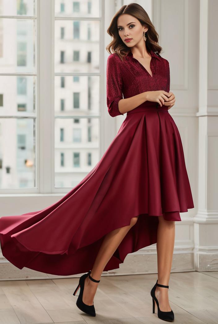 3 4 sleeve sheer sequin stripe high low hem evening dress 130061