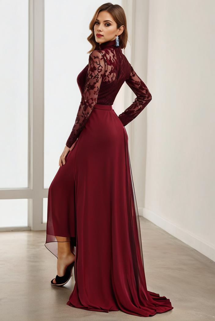 3 4 sleeve sheer sequin stripe high low hem evening dress 130098