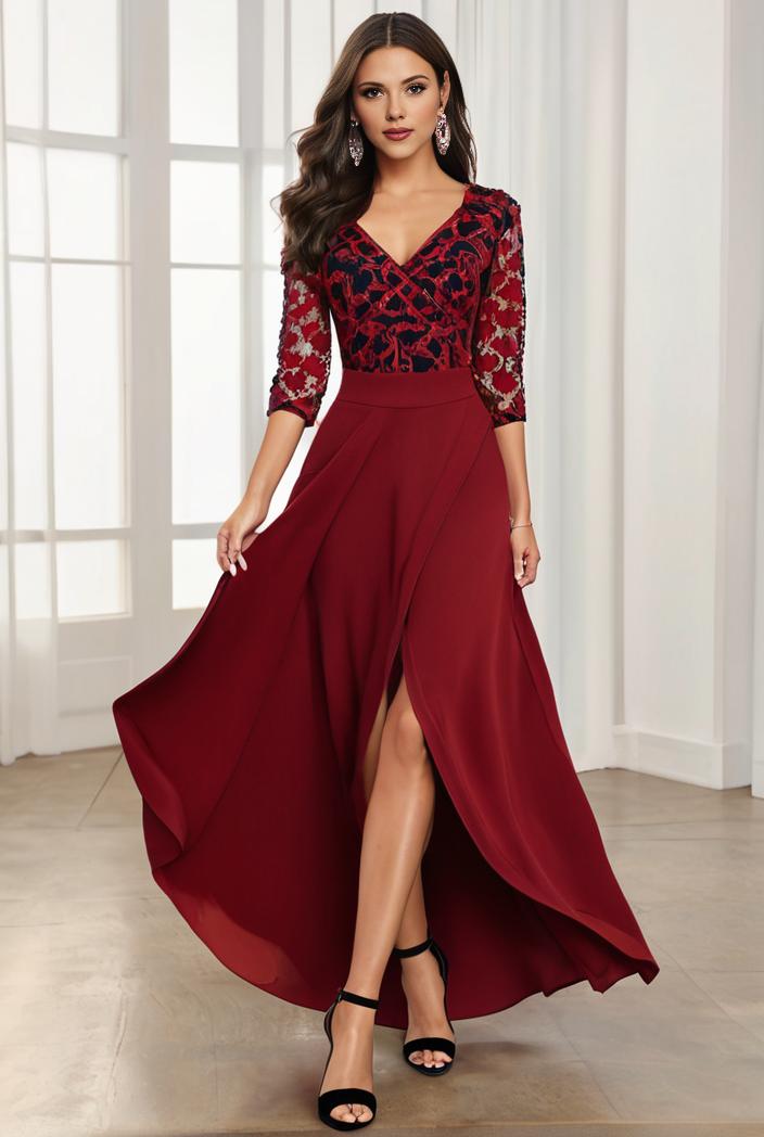 3 4 sleeve sheer sequin stripe high low hem evening dress 130108