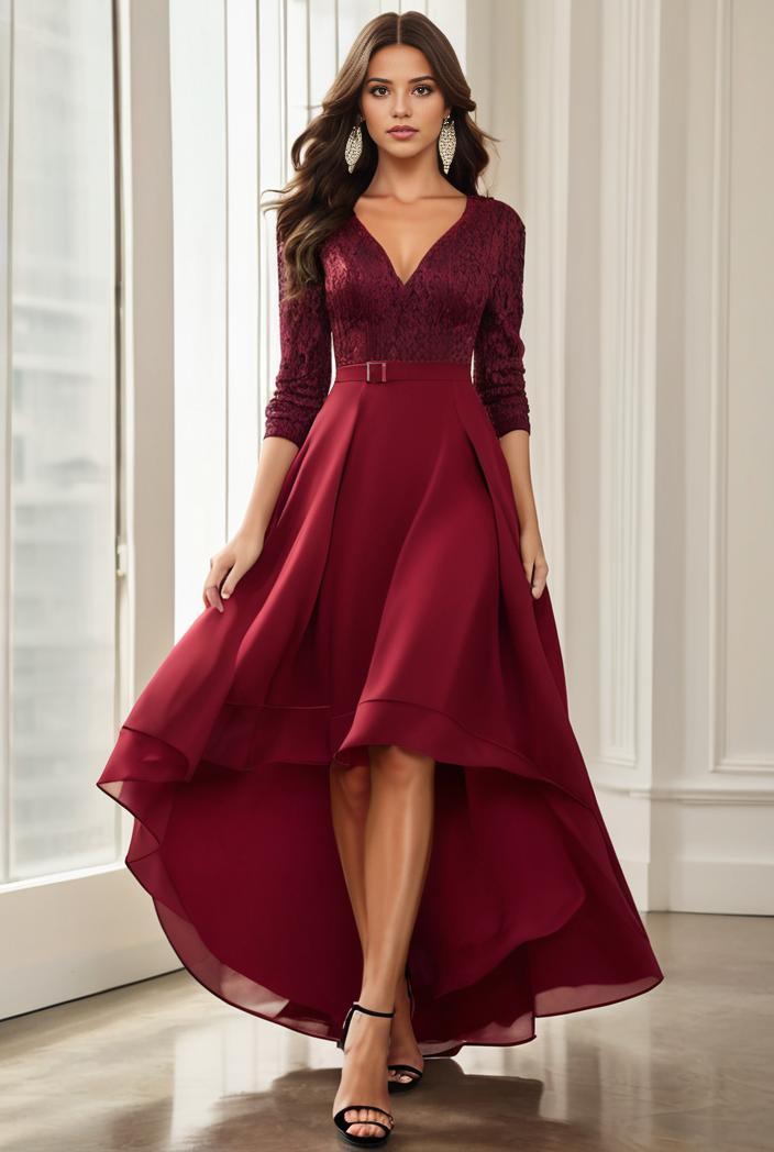 3 4 sleeve sheer sequin stripe high low hem evening dress 128788