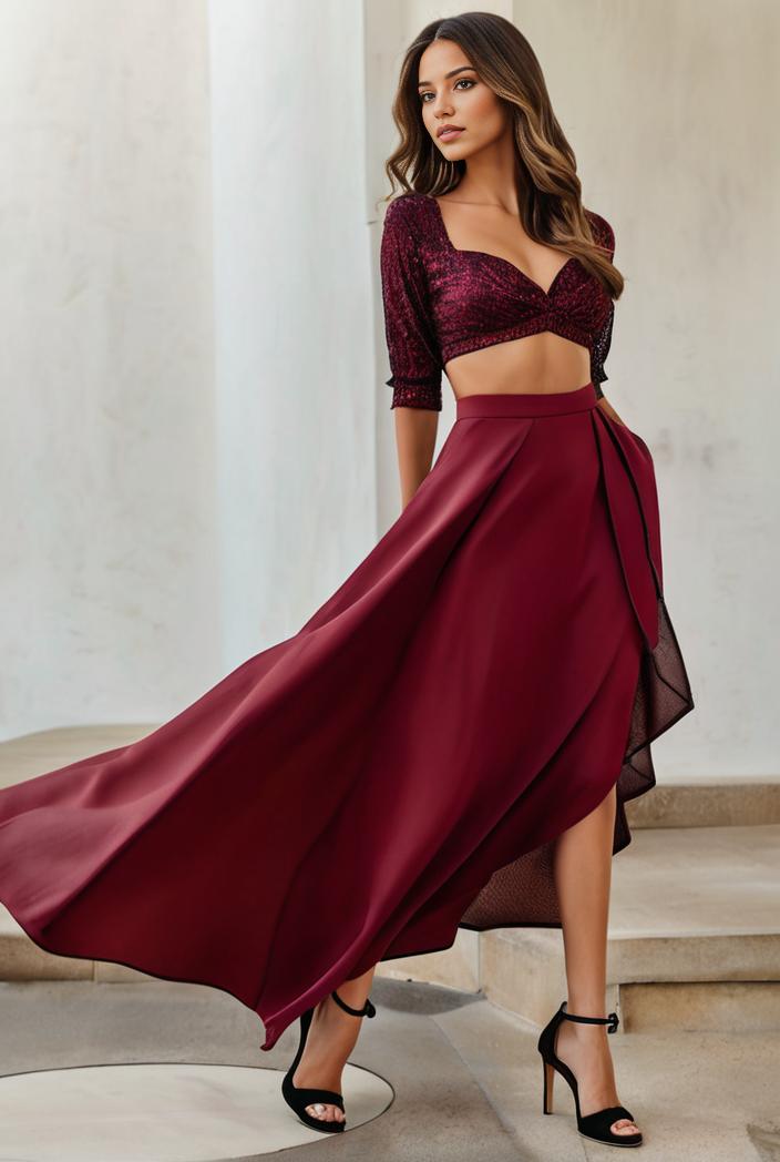 3 4 sleeve sheer sequin stripe high low hem evening dress 128805