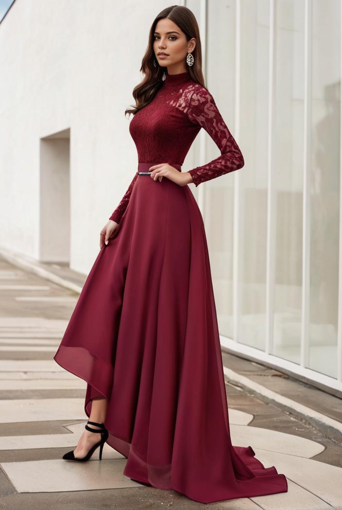 3 4 sleeve sheer sequin stripe high low hem evening dress 128809