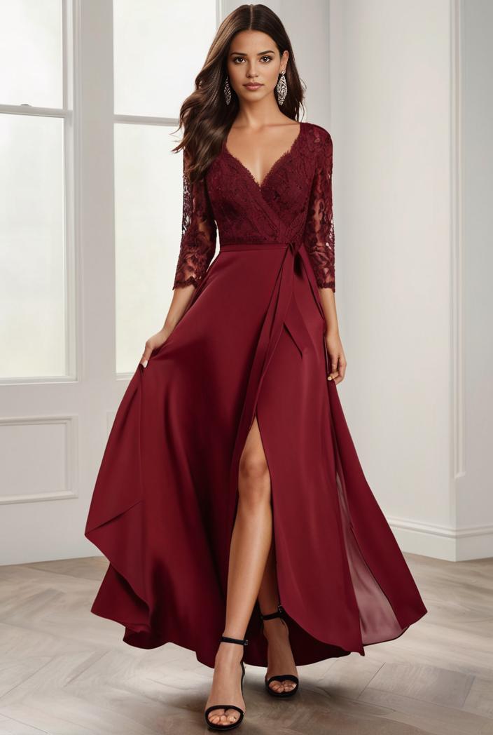 3 4 sleeve sheer sequin stripe high low hem evening dress 128825