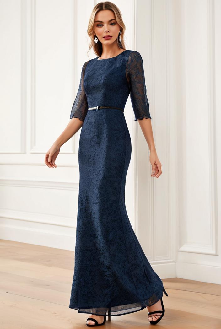 3 4 sleeve bodycon plunging back sequin evening dress 141983