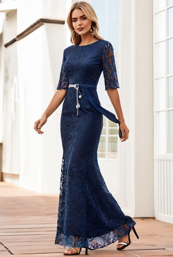 3 4 sleeve bodycon plunging back sequin evening dress 141984