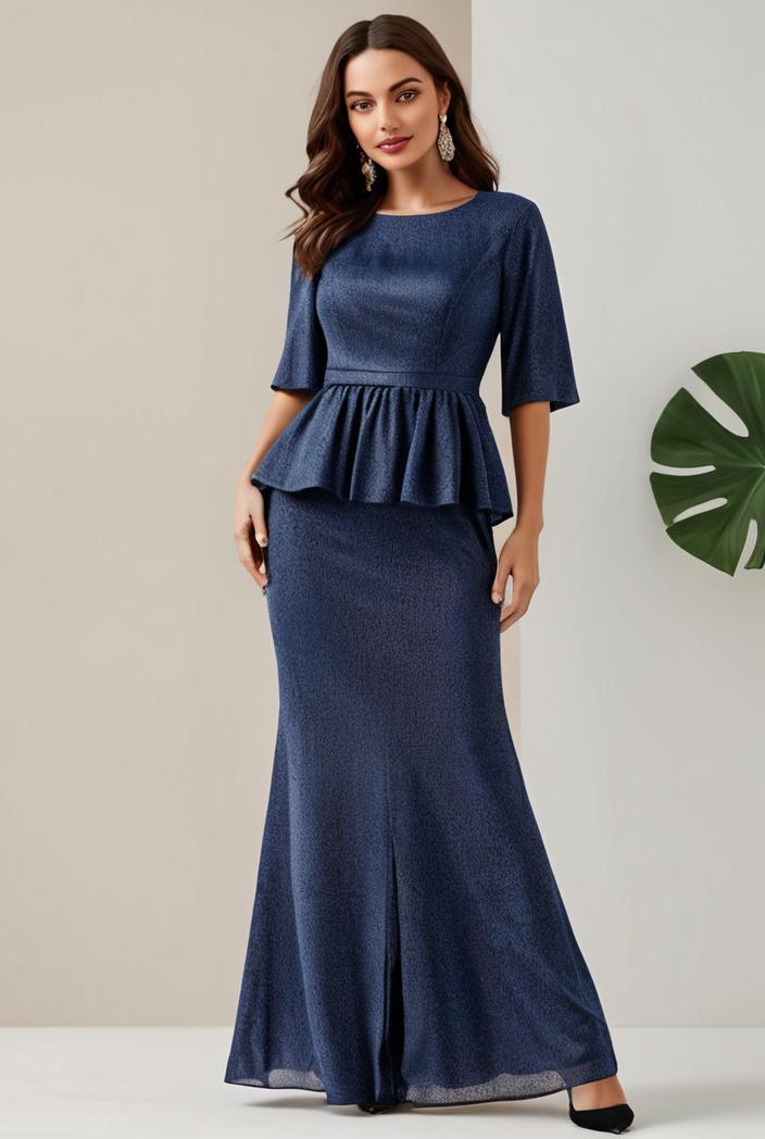 3 4 sleeve bodycon plunging back sequin evening dress 137876